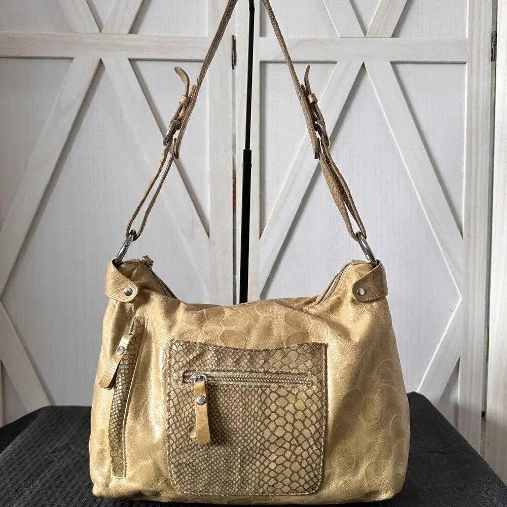 Park Ave. New York Embossed Floral & Snakeskin Hobo Bag